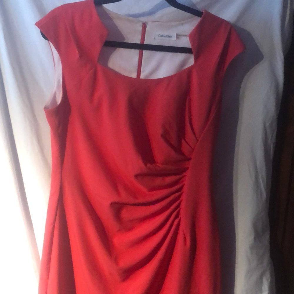 Calvin Klein- cap sleeve coral dress sz 12